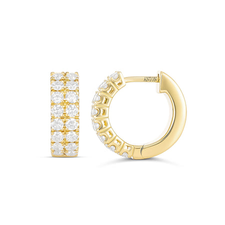 Classic Double Row Half Moon Small Hoops | 18K Yellow Gold
