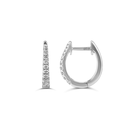 Classic Pear Shape Tapered Huggies Mini 13mm | 18K White Gold