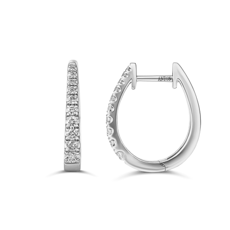 Classic Pear Shape Tapered Huggies Small 16mm | 18K White Gold