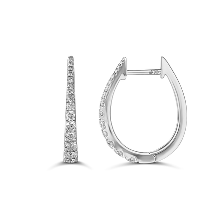 Classic Pear Shape Tapered Huggies Medium 19mm | 18K White Gold