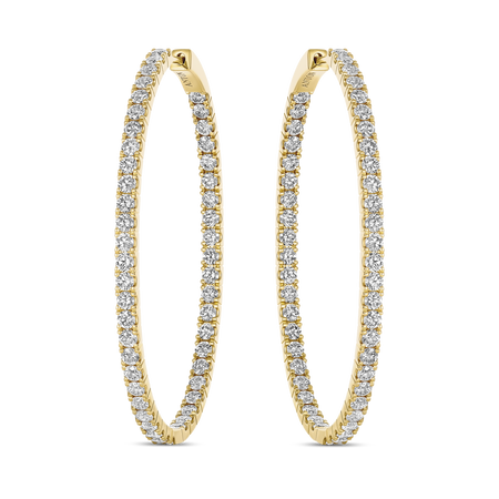 Classic Full Moon Oval Diamond Hoops | 18K Yellow Gold