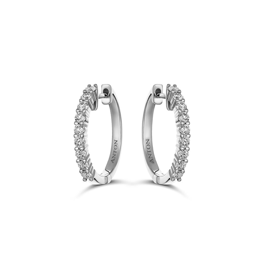 Promotional Finds Half Moon Natural Diamond Earrings 17.5mm | 18K White Gold