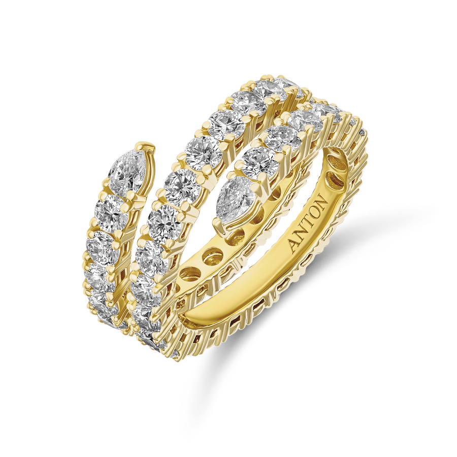 Classic Waterfall Half Eternity Diamond Ring | 18k Yellow Gold