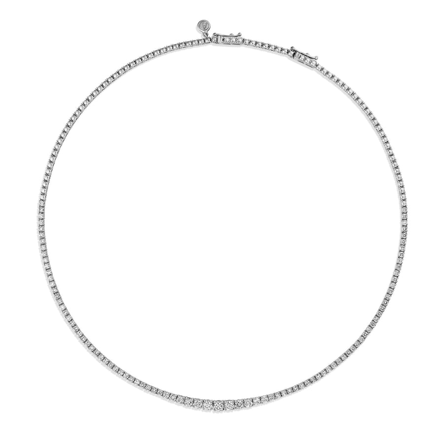 Promotional Finds Graduated Half Eternity Diamond Tennis Necklace | 18K White Gold