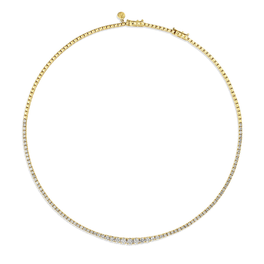 Promotional Finds Graduated Half Eternity Natural Diamond Tennis Necklace | 18K Yellow Gold