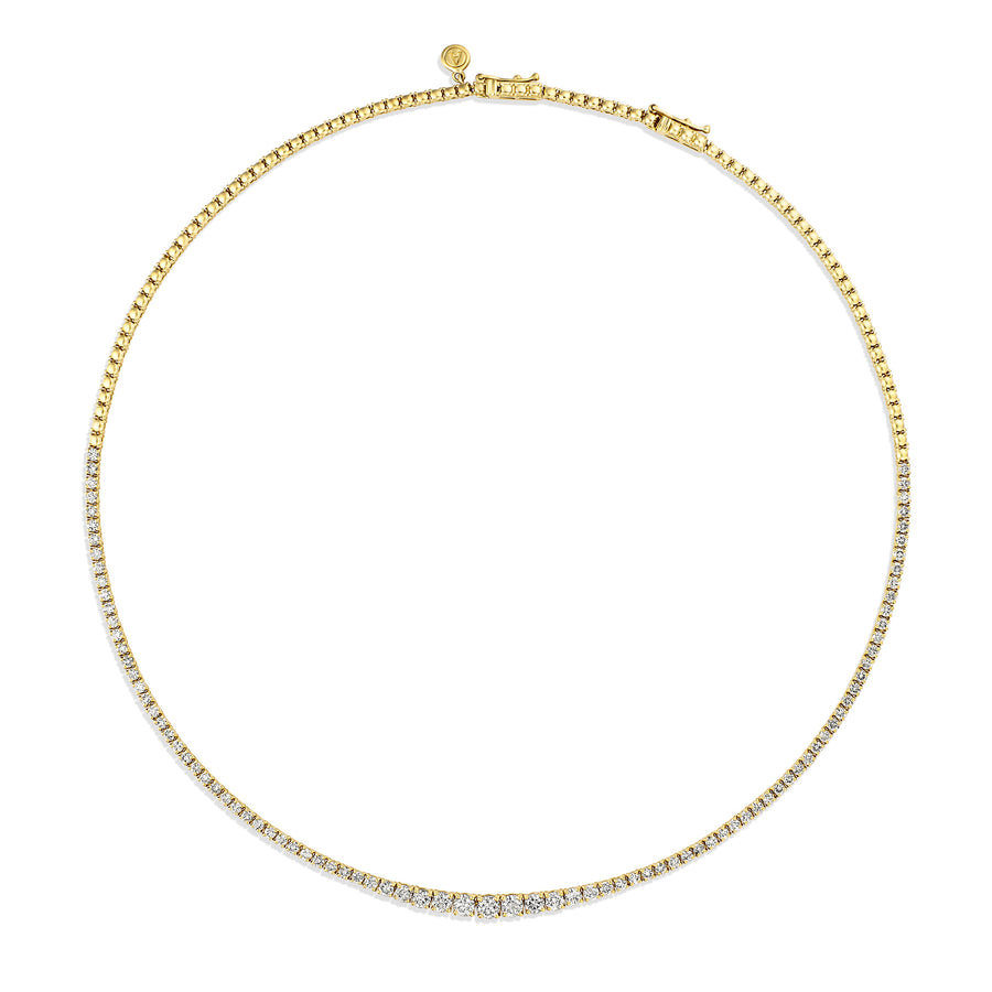 Promotional Finds Graduated Half Eternity Diamond Tennis Necklace | 18K Yellow Gold