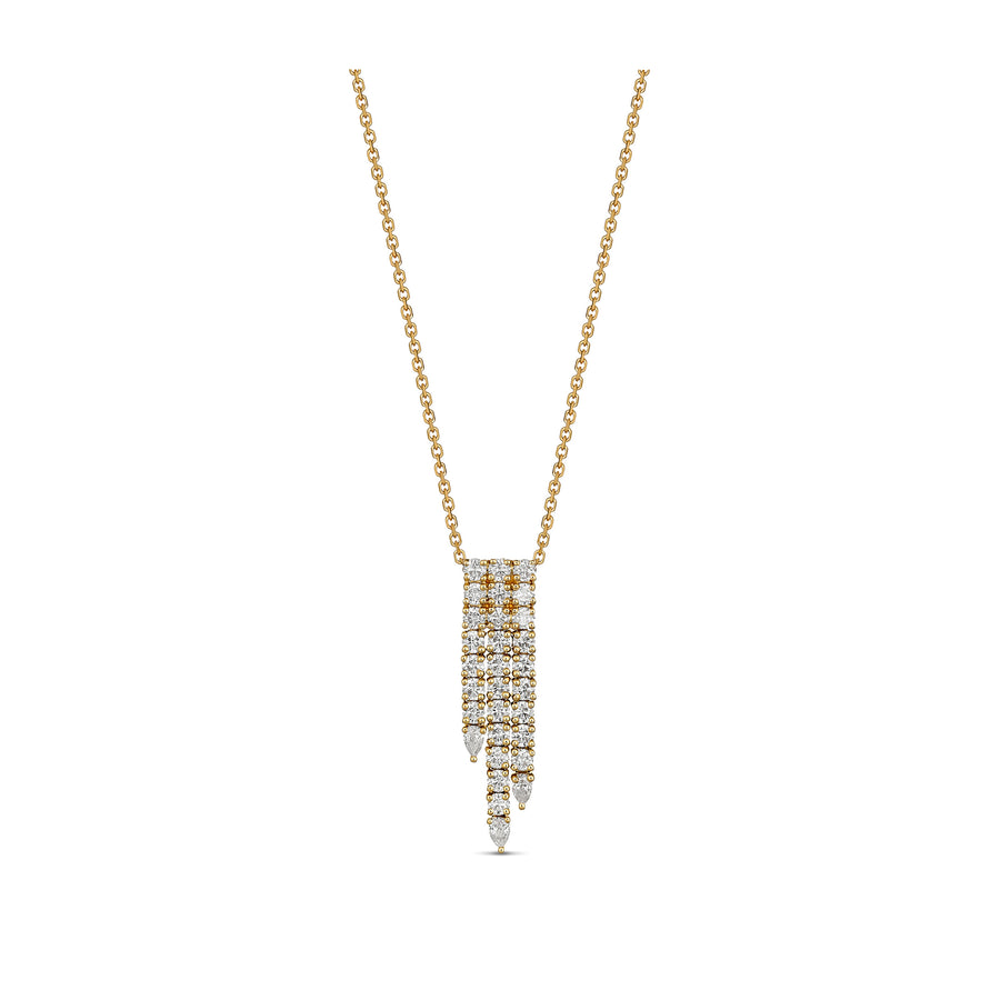 Classic Waterfall Diamond Drop Pendant Necklace | Yellow Gold