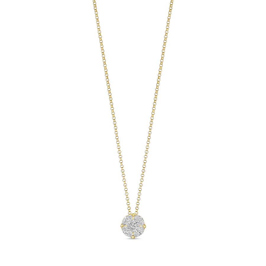 Illusion Solitaire Medium Diamond Pendant Necklace | 18k Yellow Gold