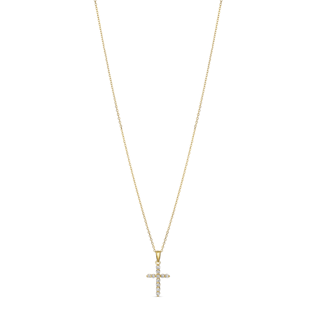 Classic Bar Set Diamond Cross | 18K Yellow Gold