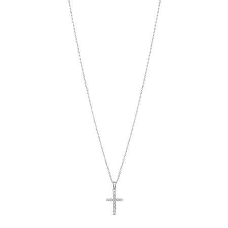 Classic Bar Set Diamond Cross | 18K White Gold