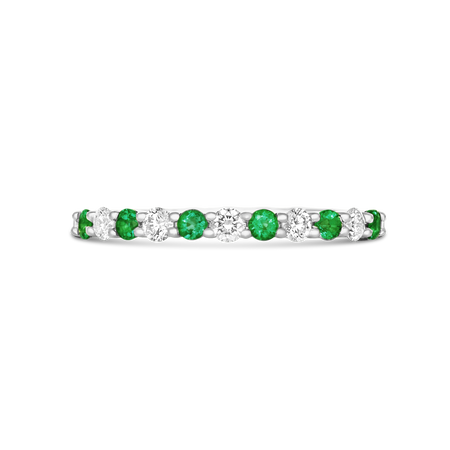 Classic Emerald and Diamond Ring | 18K White Gold