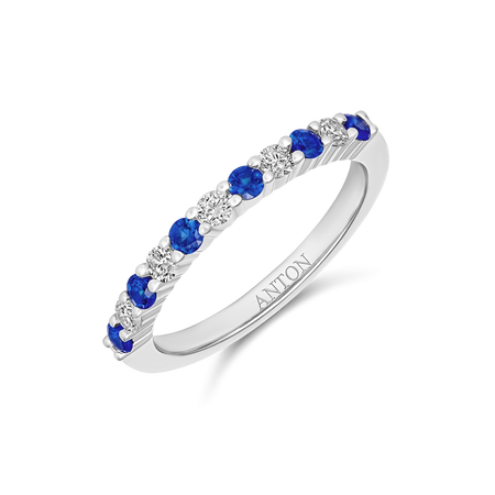 Classic Sapphire and Diamond Ring | 18K White Gold