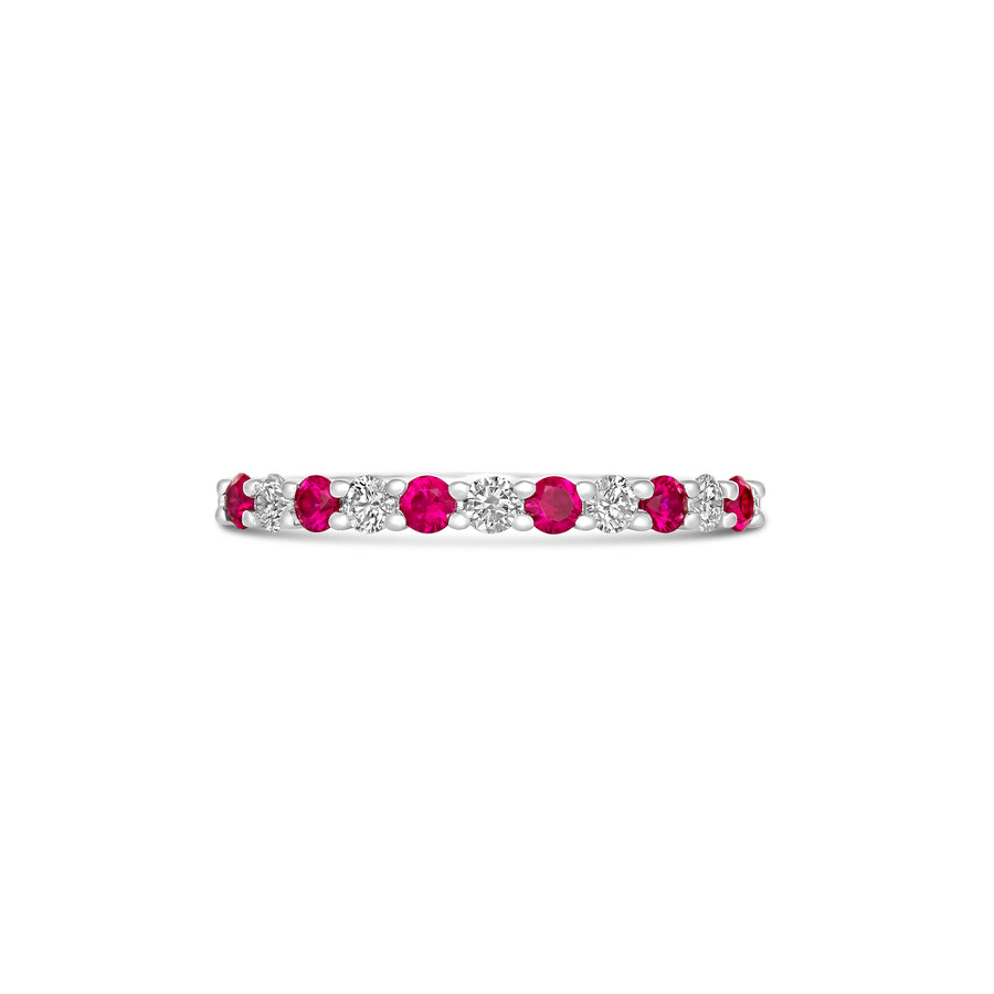 Classic Ruby and Diamond Ring | 18K White Gold