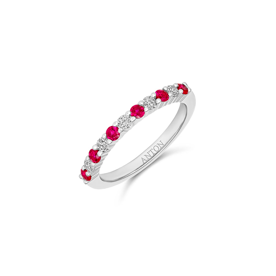 Classic Ruby and Diamond Ring | 18K White Gold