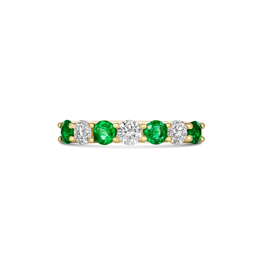 Classic Emerald and Diamond Large Ring | 18K Yellow Gold