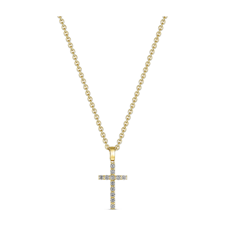 Amarna Diamond Cross Necklace Small | 18K Yellow Gold