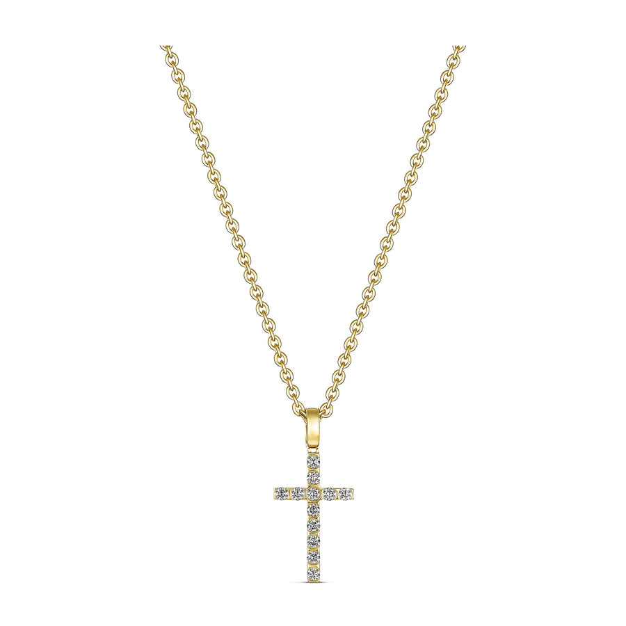 Amarna Diamond Cross Necklace Small | 18K Yellow Gold