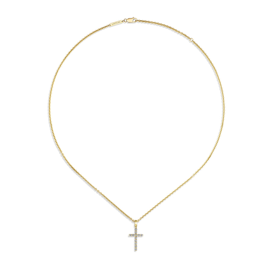 Amarna Diamond Cross Necklace Small | 18K Yellow Gold