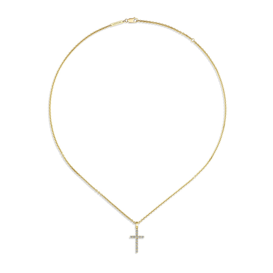 Amarna Diamond Cross Necklace Small | 18K Yellow Gold