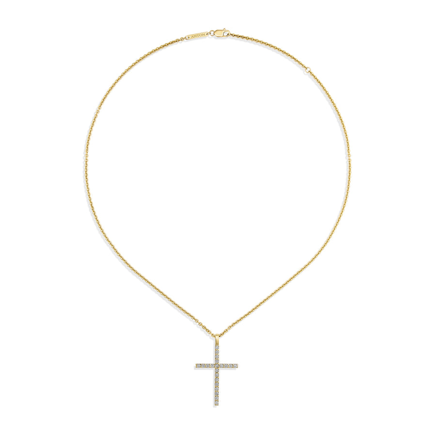 Amarna Diamond Cross Necklace Large | 18K Yellow Gold