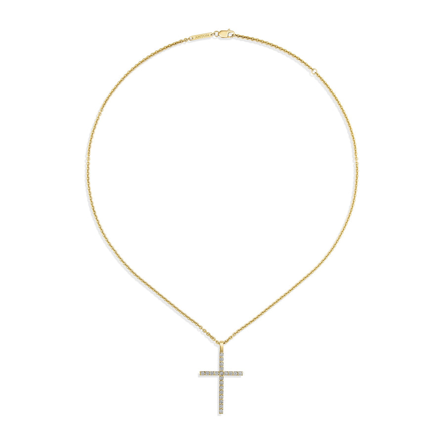 Amarna Diamond Cross Necklace Large | 18K Yellow Gold