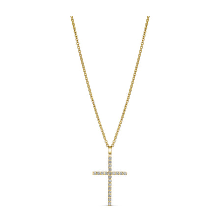 Amarna Diamond Cross Necklace Large | 18K Yellow Gold