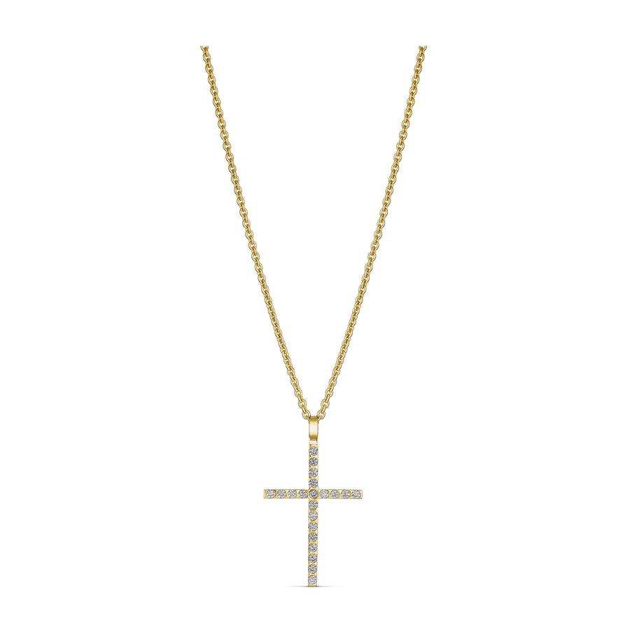 Amarna Diamond Cross Necklace Large | 18K Yellow Gold