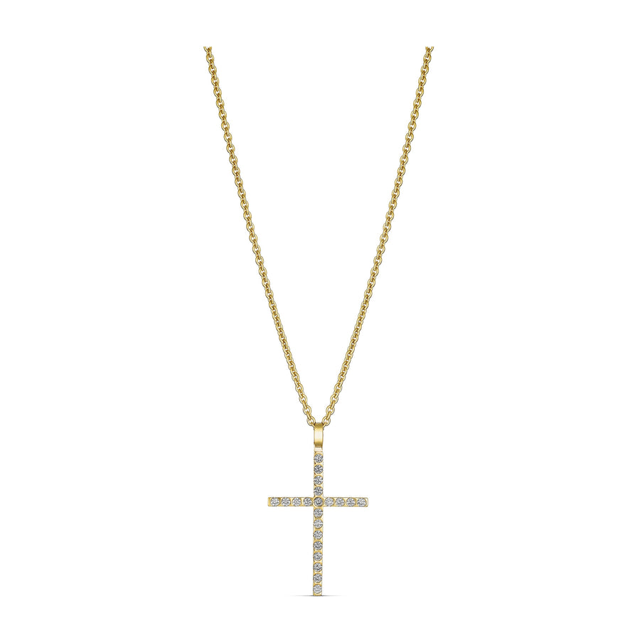 Amarna Diamond Cross Necklace Large | 18K Yellow Gold