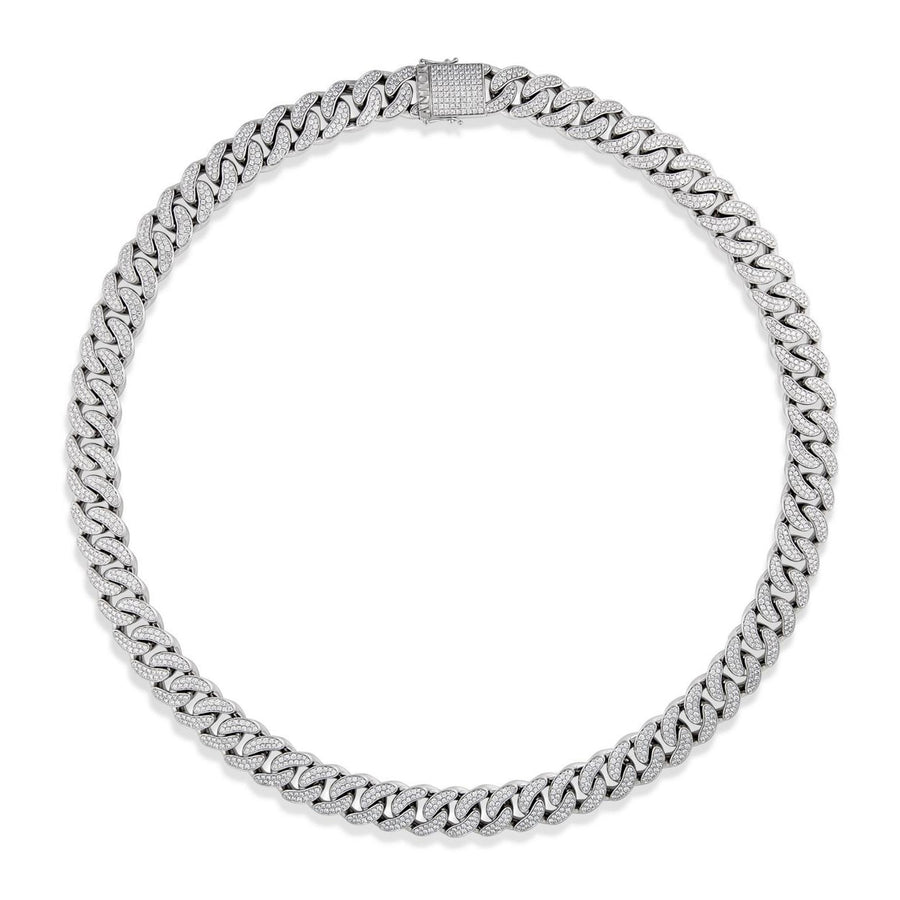 Men's Cuban Diamond Link Chain Necklace | White Gold