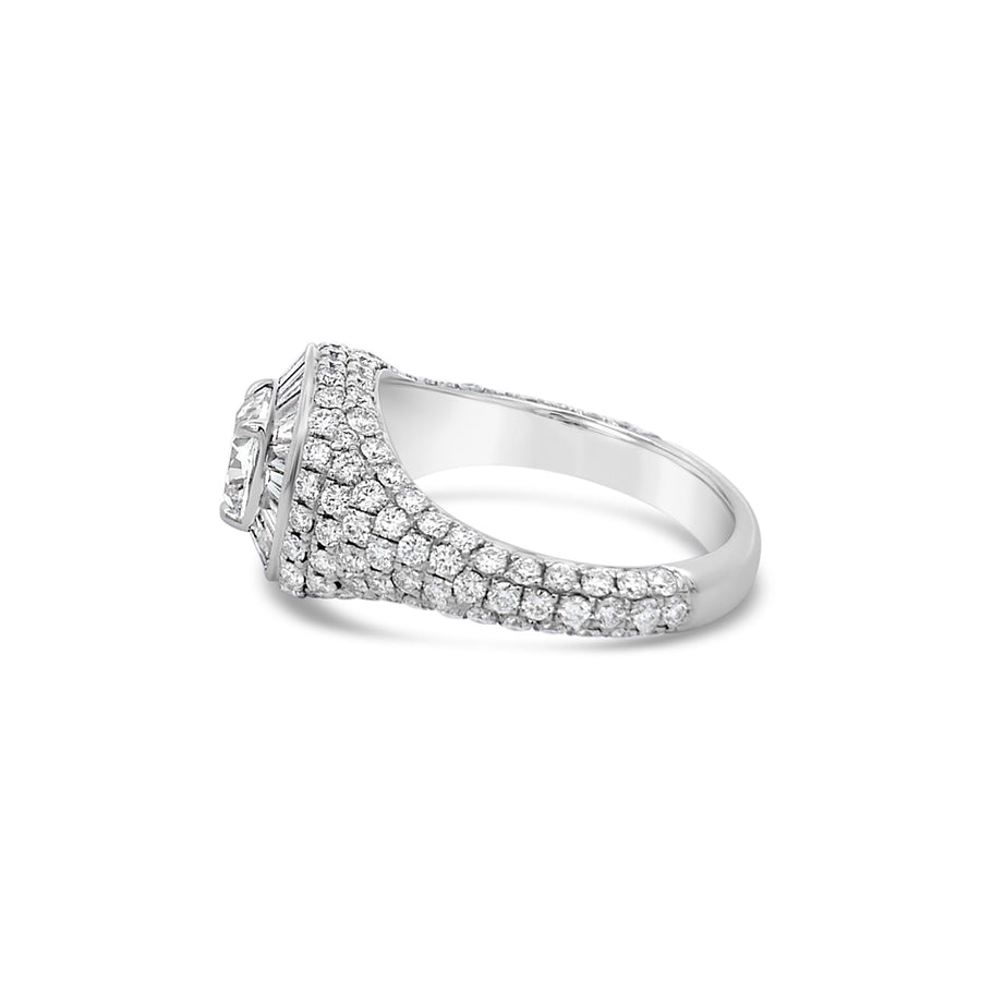 Artisan Sigma Cushion Cut Diamond Signet Ring | 18K White Gold