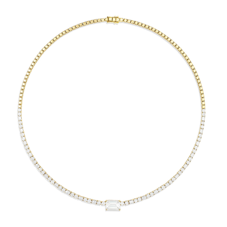 High Jewellery Collection Emerald Cut Diamond Necklace | Yellow Gold