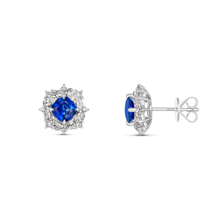 Regal Collection® Cluster Sapphire and Diamond Earrings | 18K White Gold