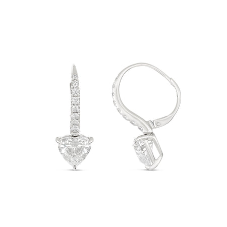 Classic Harmony Heart Diamond Drop Earrings | 18K White Gold
