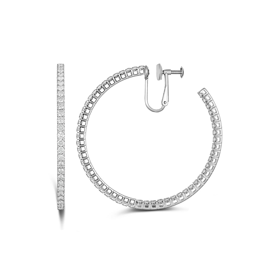 Classic Eternity Open Back Hoops | White Gold