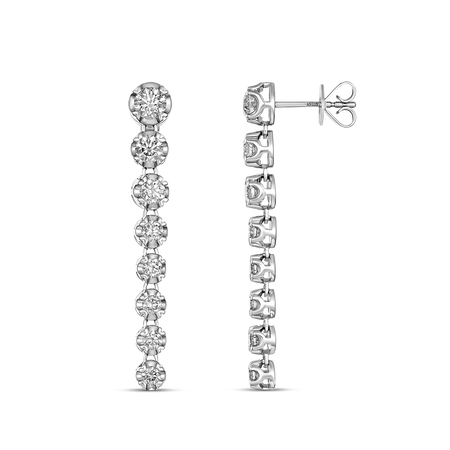 Allure Illusion Waterfall Natural Diamond Drop Earrings | 18K White Gold