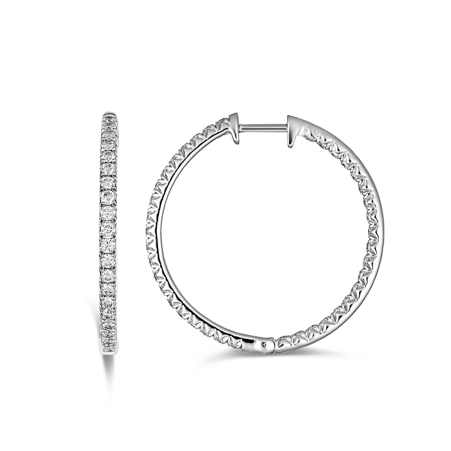 Krisscut Full Moon Extra Large Hoops | 18K White Gold