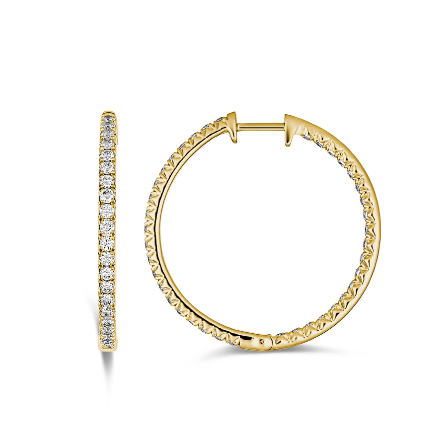 Krisscut Full Moon Extra Large Hoops | 18K Yellow Gold