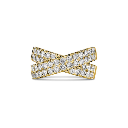 Krisscut Eclipse Crossover Ring | Yellow Gold