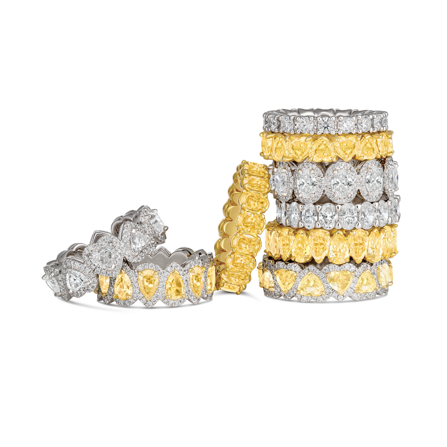 Fancy yellow diamond eternity band deals