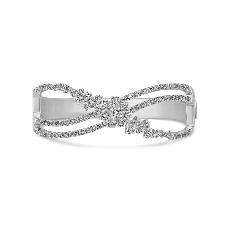 Galaxy Wave Diamond Cluster Bangle  | 18K White Gold