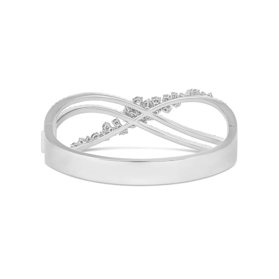 Galaxy Wave Diamond Cluster Bangle  | 18K White Gold