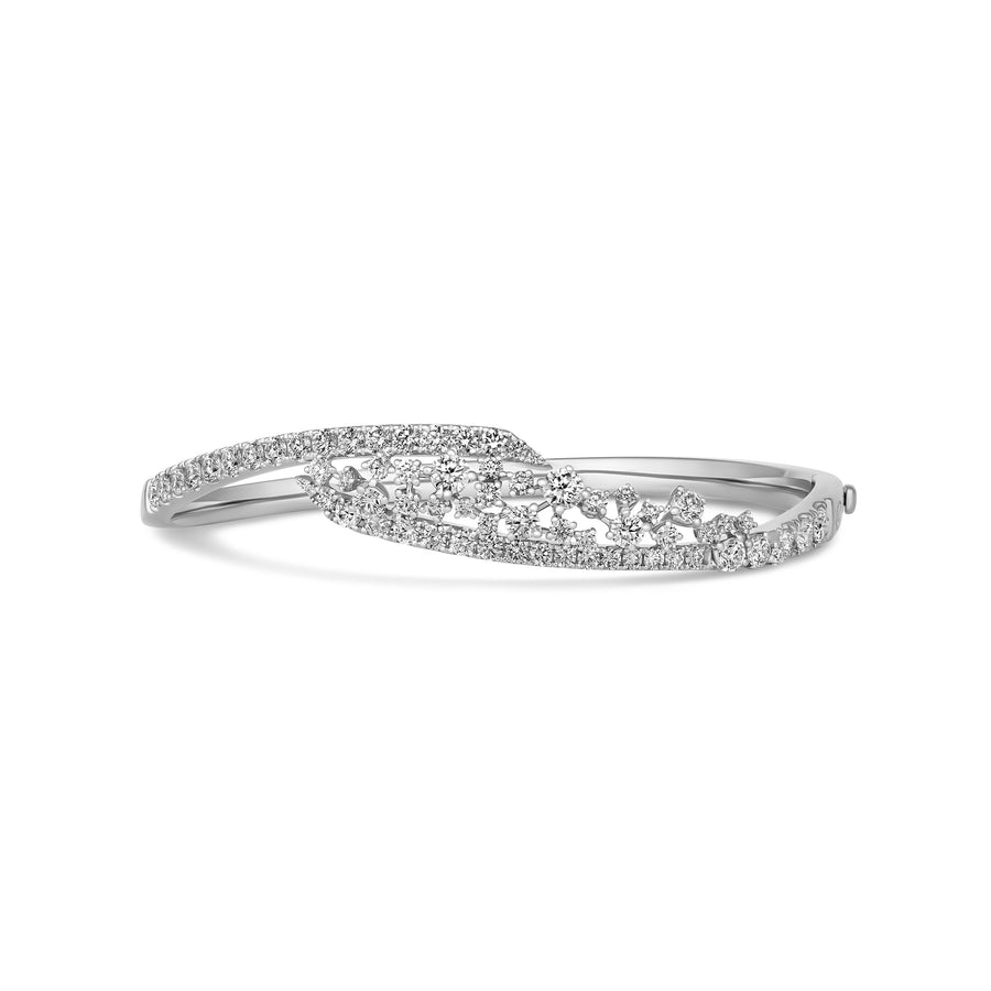 Galaxy Diamond Cluster Bangle | 18K White Gold