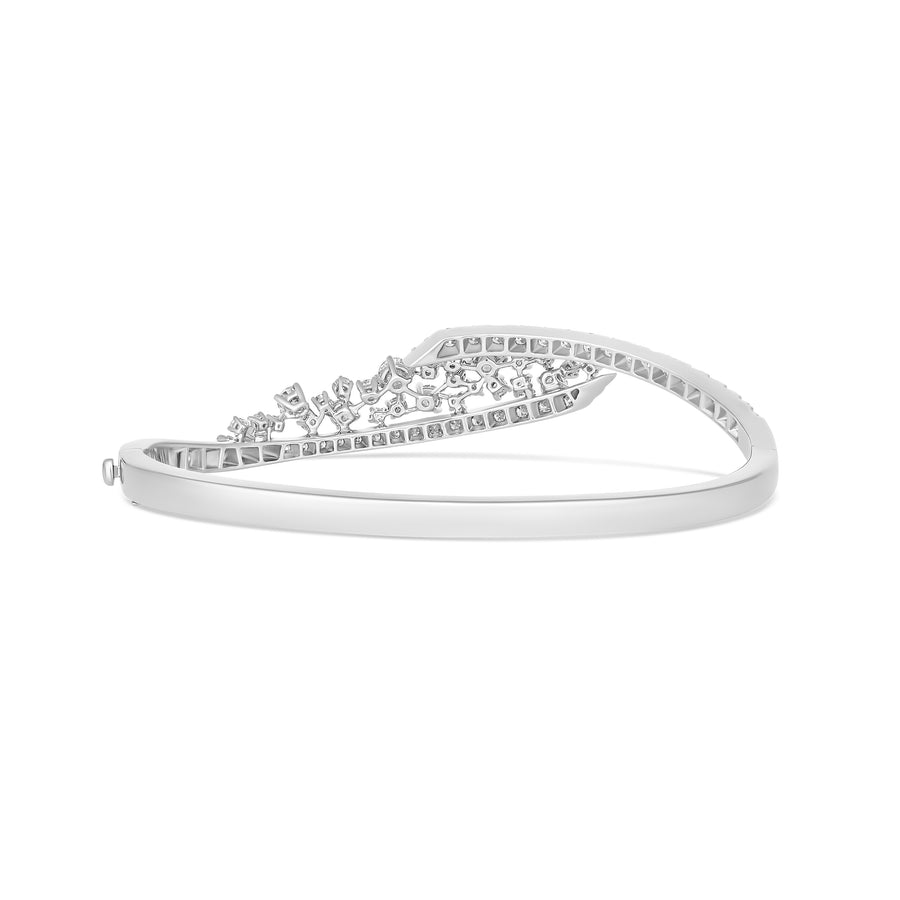 Galaxy Diamond Cluster Bangle | 18K White Gold