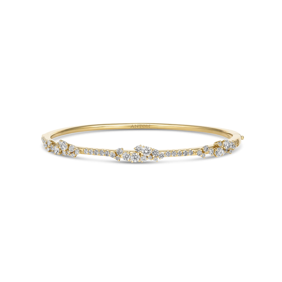 Galaxy Atlas Half Diamond Cluster Bangle | 18K Yellow Gold