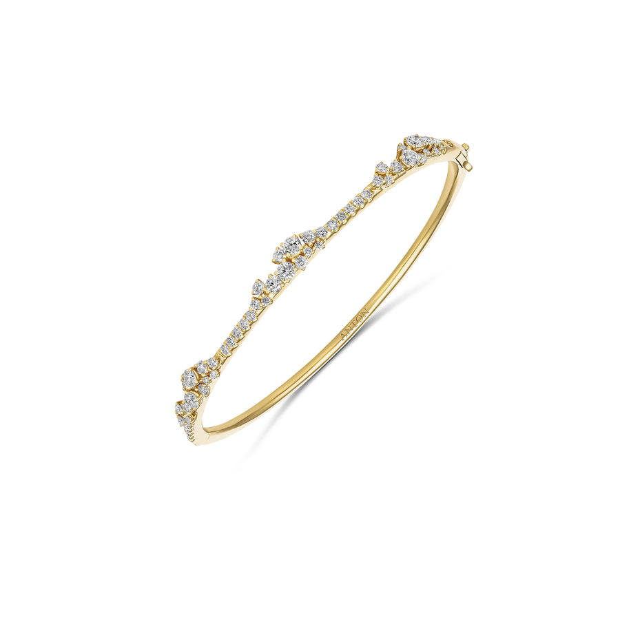 Galaxy Atlas Half Diamond Cluster Bangle | 18K Yellow Gold