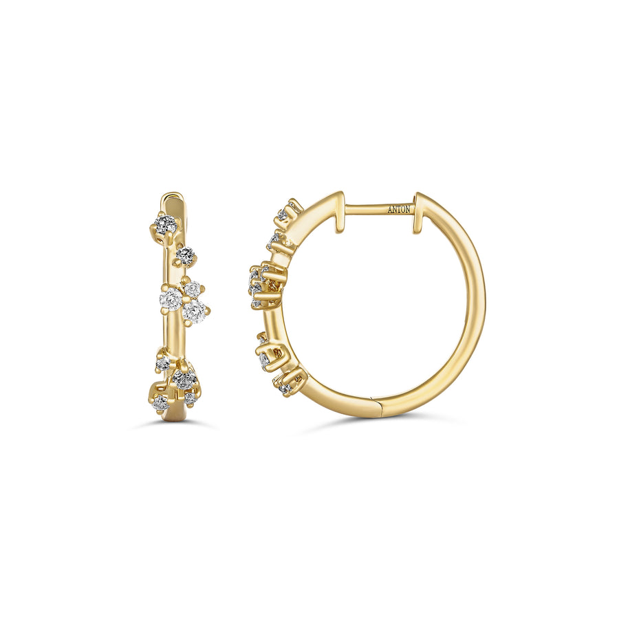 Galaxy Atlas Diamond Hoop Earrings | 18K Yellow Gold