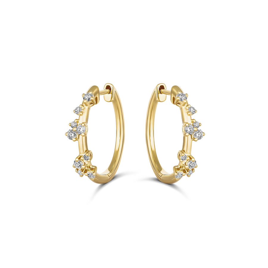 Galaxy Atlas Diamond Hoop Earrings | 18K Yellow Gold