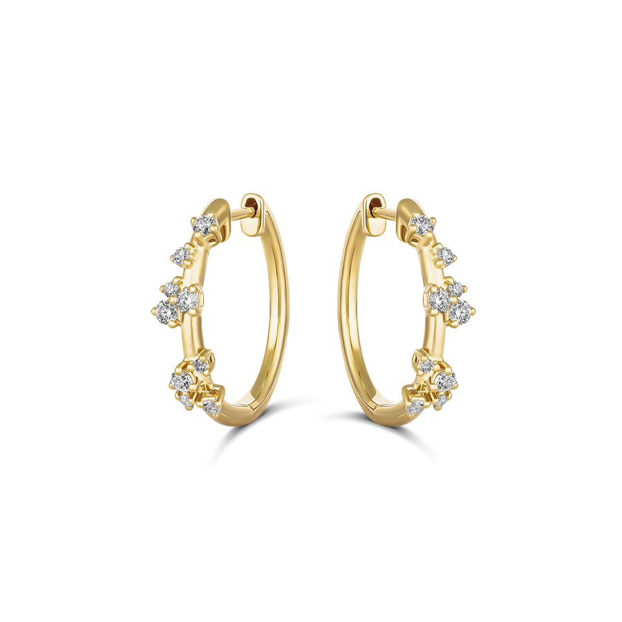 Galaxy Atlas Diamond Hoop Earrings | 18K Yellow Gold