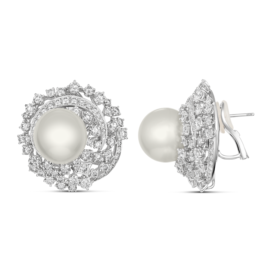 High Jewellery Galaxy Gala Pearl and Diamond Detachable Drop Earrings | 18K White Gold