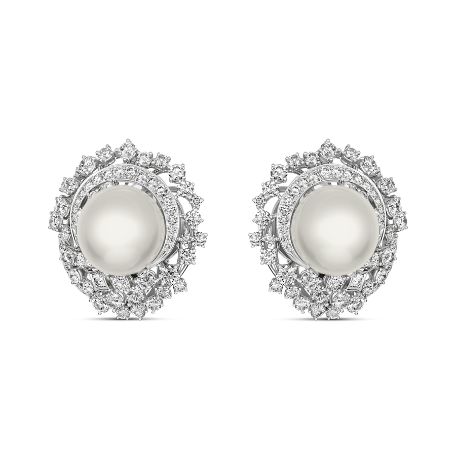 High Jewellery Galaxy Gala Pearl and Diamond Detachable Drop Earrings | 18K White Gold
